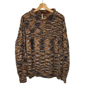 Leo & Nicole Medium Mock Turtle Neck Zip Sweater Medium Brown